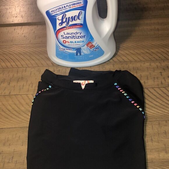 OP Peace ☮️ and Rainbow 🌈 Rash Guard Swim Shirt. Black Contrast Rainbow Piping - Picture 13 of 17